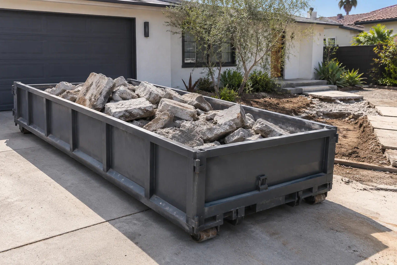 Roll-off dumpster at a Los Angeles project